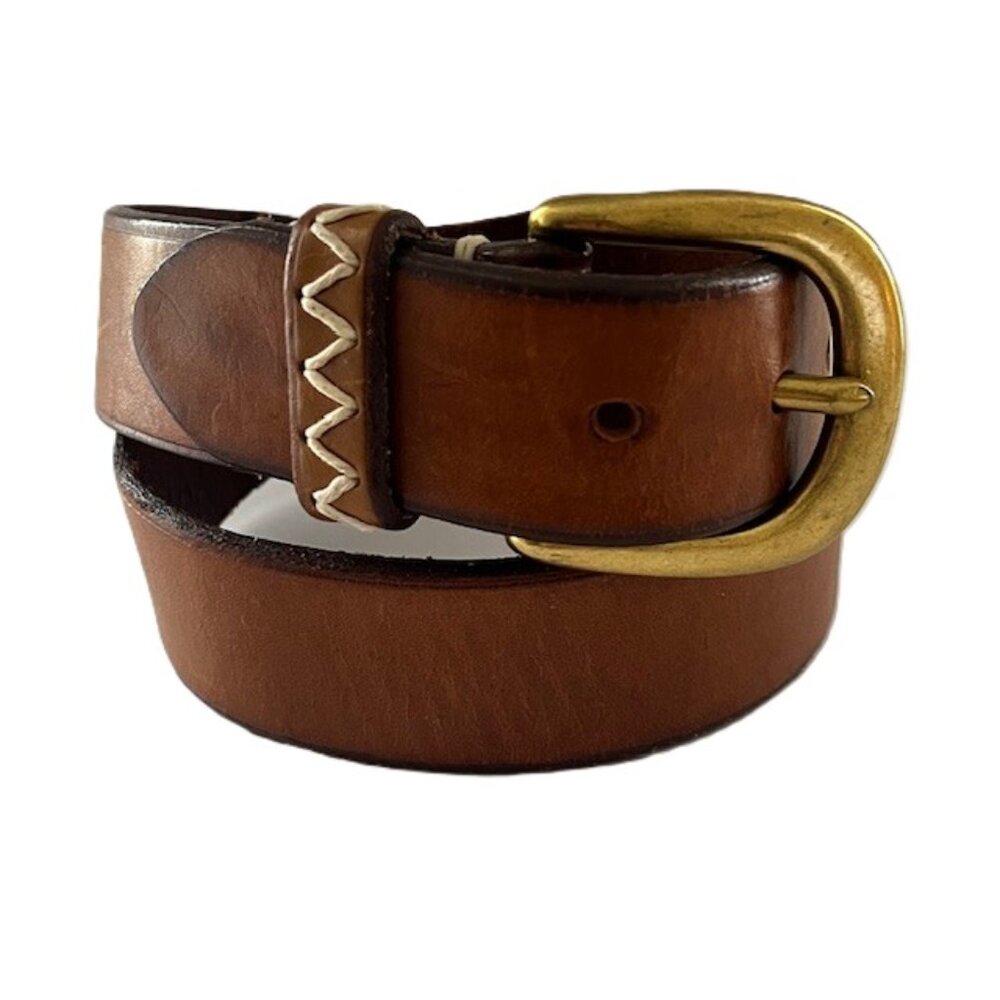 Banana Republic Brown Leather Belt with Brass Buckle - Picture 2 of 16